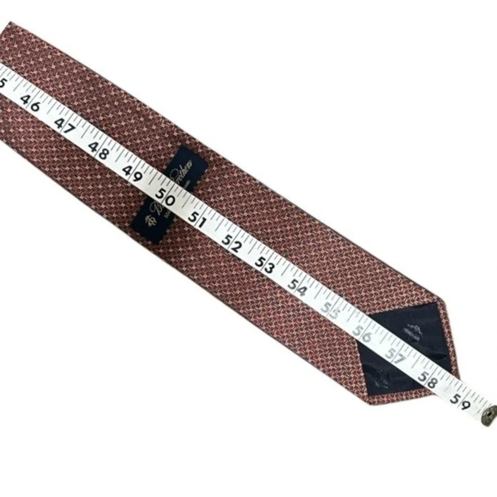 Brooks Brothers Makers and Markers Tie Mens Copper Navy Micro Print Silk Classic